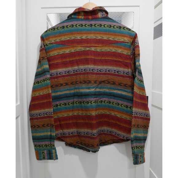 Chico's Jacket Dessert Blanket Print Southwest Woven Stripe Aztec Boho Cropped - Picture 5 of 6